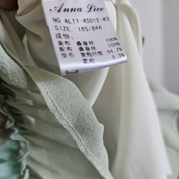 Vintage Annalise dress Mulberry silk ruffle detail bead puff sleeve fitted waist - Picture 3 of 6